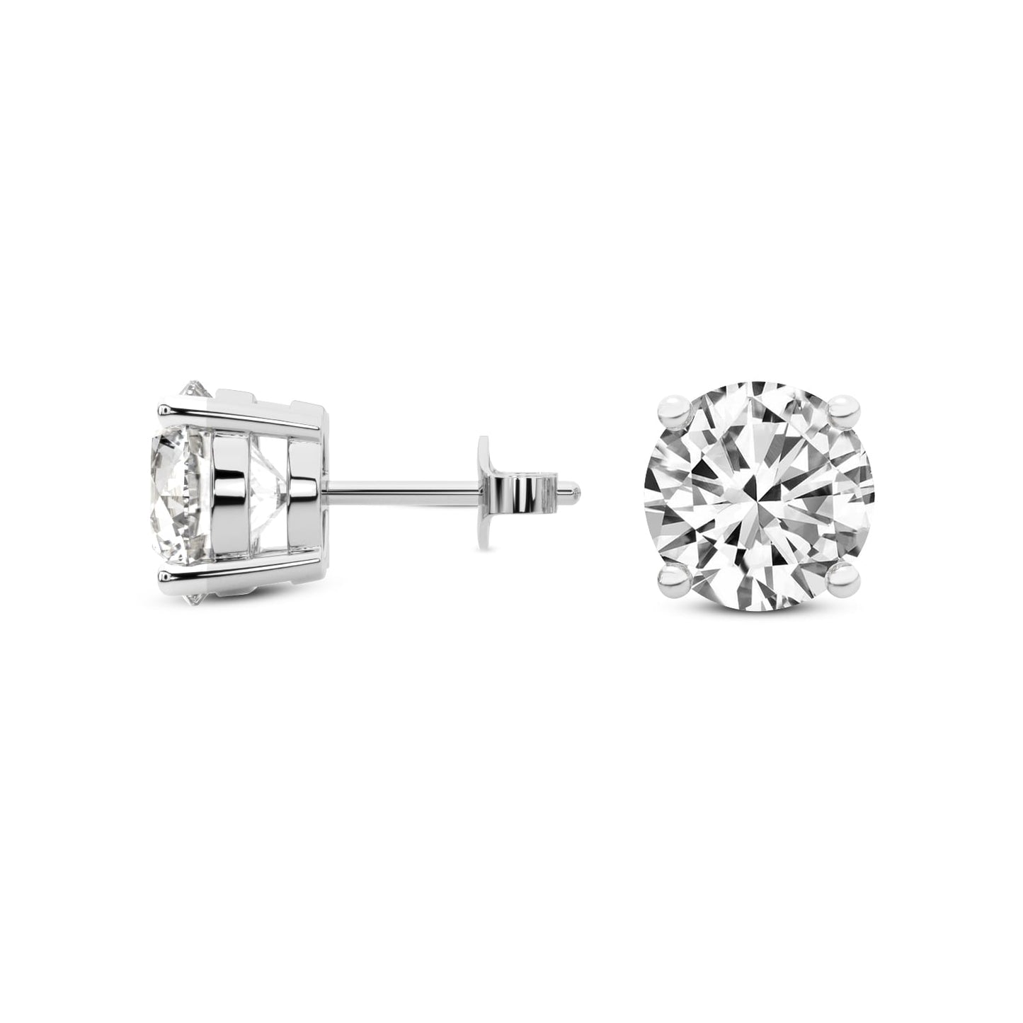 2CTW Round Lab Grown Diamond Studs 14K White Gold