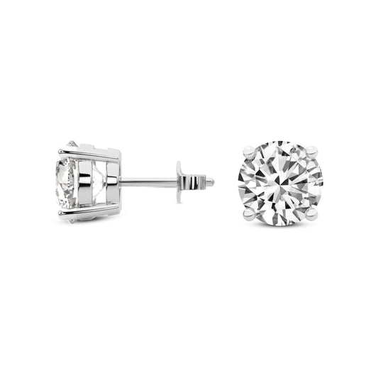 2CTW Round Lab Grown Diamond Studs 14K White Gold